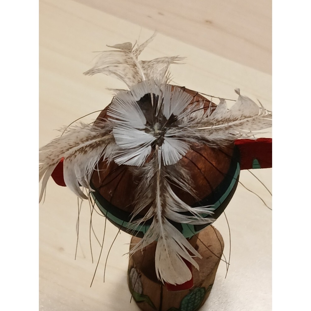 Vintage Hopi Corn Boy Kachina Dance Rattle Signed Saddleblanket Two Faced Shaker - Picture 8 of 16